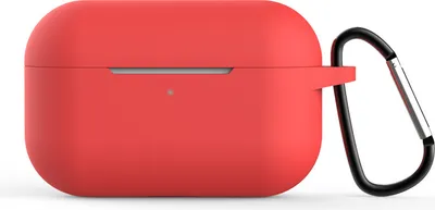 Produktbild von Silikon-Bluetooth-Kopfhörer mit Schutzhülle und Haken, passend für Airpods, Farbe: Rot