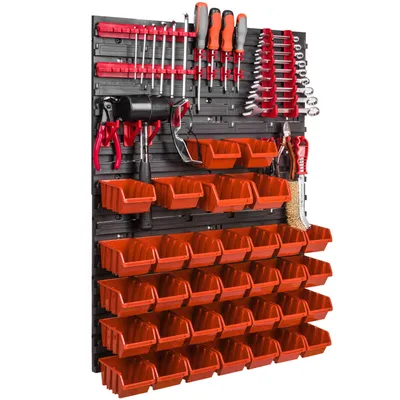 Immagine prodotto di Sistema di stoccaggio Scaffale a parete 576 x 780 mm Parete attrezzi 34 pezzi scatole impilabili in plastica
