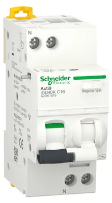 Image de Disjoncteur différentiel SCHNEIDER A9DK1616 1P+N C 16A 4500A/4,5A 30mA type AC Acti9 iDD40K