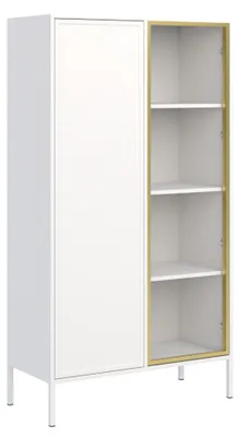 Image de Selsey Velveto – Vitrine à deux portes avec façade vitrée, 90 cm, blanc