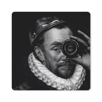 Produktbild von MuchoWow® Mauspad Mousepad Porträt von Wilhelm I. - Adriaen Thomasz - Schwarz und Weiß 20x20 cm - Mousepads - Maus Mat - Pad - Mausunterlage - Desk Mat - Bureauartikeln