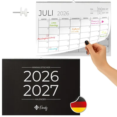 Zdjęcie produktu dla Kalendarz ścienny na rok 2026, obejmujący okres od stycznia 2026 do czerwca 2027