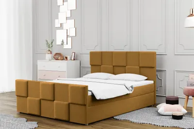 Produktbild von Boxspringbett Schlafzimmerbett MURILO 180x200cm in Stoff Monolith Senf