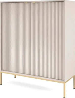 Produktbild von FURNLUX Sideboard Avon Beige Und Gold 104cm / Hauptfarbe: Beige / Abmessungen: 104 x 125 x 39 cm