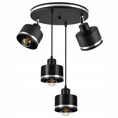 Obrázek produktu pro Luxolar LED závěsné svítidlo 4 světla E27 60W - Otočné stropní svítidlo s kovovým stínidlem černo-chromové - Moderní závěsné svítidlo do obývacího pokoje