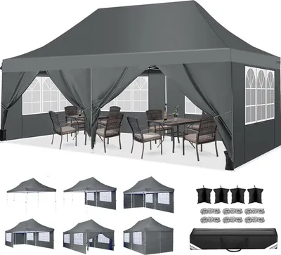 Produktbild von COBIZI Faltpavillon 3x6m Wasserdicht Stabil Winterfest Grau