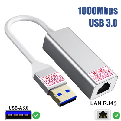 Produktbild von Silber USB Type A Usb 3.0 Auf Rj45 Ethernet 1000 Mbit/S Gigabit Lan-Adapter PC