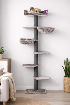 Obrázek produktu pro Kočičí strom – Škrabadlo – Lezecká věž – Nábytek pro kočky – Hrací věž – Výška 224 cm – Silné sisalové sloupky o průměru 12 cm