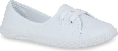 Produktbild von Mytrendshoe Sportliche Damen Ballerinas Stoff Slipper Sneaker Flats Schnürer 96645, Farbe: Weiß, Größe: 41
