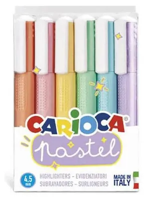 Produktbild von Carioca Pastel, 6 Stück(e), Blau, Grün, Orange, Pastell, Pink, Violett, Gelb, Meißel, Mehrfarbig, 5 mm, Tinte auf Wasserbasis