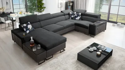 Obrázek produktu pro Kaiser Möbel Velká rohová sedací souprava s funkcí spaní MELODY IV MAXI Tauro/Freya Graphite/Anthracite Levá