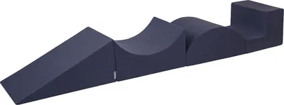 Produktbild von KiddyMoon Kinderspielplatz Schaumstoff 4 Elemente - Hindernisläufen Rampe Kopfteil Softbausteine Für baby zimmer Indoor spielplatz - Dunkelblau