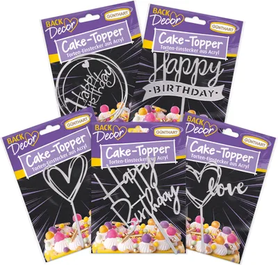 Produktbild von BackDecor 5er SET Cake Topper aus Acryl, SILBER, gemischt
