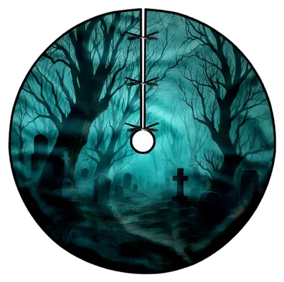 Produktbild von Grabbaumrock für Halloween, Dunkelgrün, Wiederverwendbar, Samt, 152,4 cm