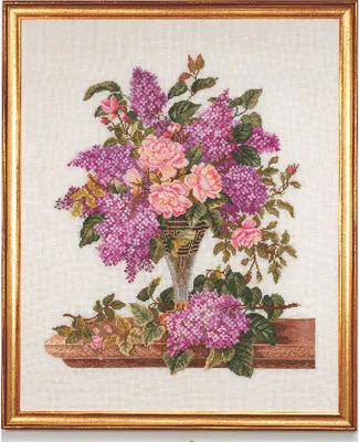 Produktbild von Eva Rosenstand Kreuzstich Set "Flieder/Rosen", Zählmuster, 45x55cm