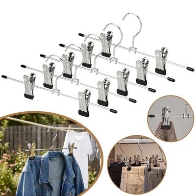 Produktbild von Metall Kleiderbügel für Hose, Verstellbare Rutschfest Clips, für Shorts, Rock, Socken, Unterhose Metall Kleiderbügel