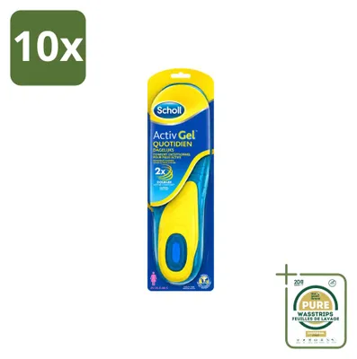 Imagen del producto de 10 plantillas activas Scholl ActivGel para uso diario, tallas 35,5 - 40,5, paquete de 10 unidades