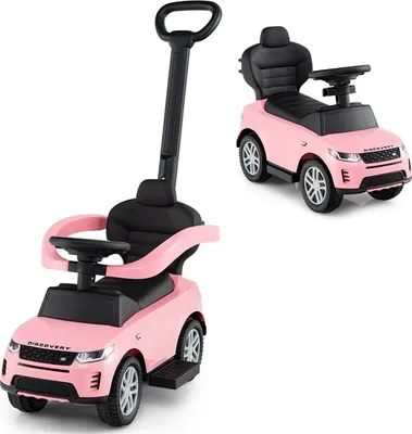 Produktbild von COSTWAY 3-in-1 Rutschauto, Rutschfahrzeug mit Schiebestange, abnehmbarem Griff & Schutzbügel, Hupe & Sound, Rutscher Auto für Baby ab 1 Jahr, Rosa