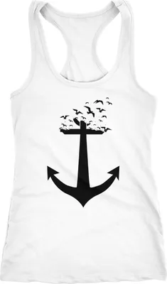 Produktbild von Damen Tank-Top Anker Vögel Anchor Birds Racerback Neverless® weiß L