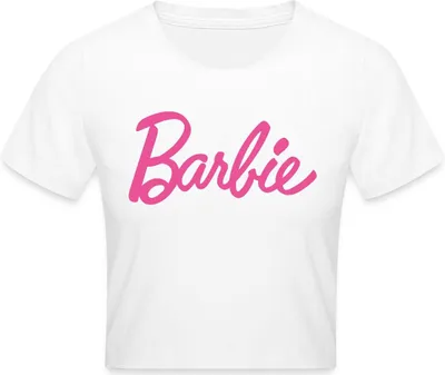 Produktbild von Spreadshirt Barbie Klassisches Logo Crop Top, S, Weiß