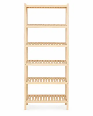 Produktbild von Holzregal 6 Böden 213x60x43 cm Kiefer massiv, hohes Regal zweiteilig, unbehandelt, für Keller Garage Vorratsraum