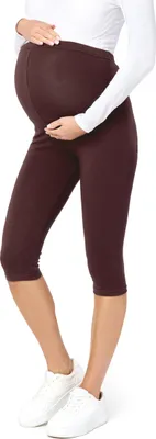 Image de Legging de grossesse 3/4 en coton Be Mammy BE20-229 (marron, 4XL)