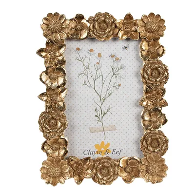 Image de Clayre & Eef Cadre photo 10x15 cm couleur or Polyresin