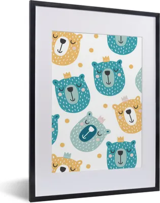 Produktbild von MuchoWow® MuchoWow® Gerahmtes Poster Bär - Design - Kind - Jungen - Mädchen - Baby 30x40 cm - Poster mit zchwarzem Bilderrahmen - Wandposter Schlafzimmer
