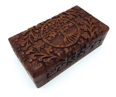 Imagen del producto de Caja de joyería de madera - Diseño de árbol de la vida - Tamaño 17x9.5x5.5 cm