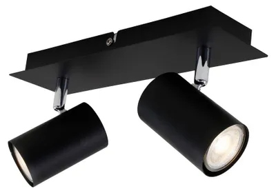Produktbild von Deckenlampe schwenkbar, GU10 Fassung, max. 40 Watt, Deckenstrahler 2-flammig, Wohnzimmerlampe, Schlafzimmerlampe, Küchenlampe, 29x8x12,3 cm, Schwarz
