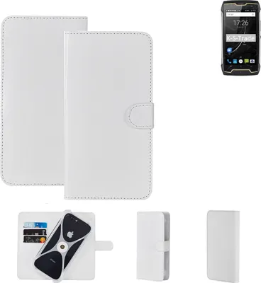 Produktbild von K-S-Trade Handy Hülle Schutz Hülle kompatibel mit Cubot King Kong CS Cover Case Bookstyle Bumper weiß 1x