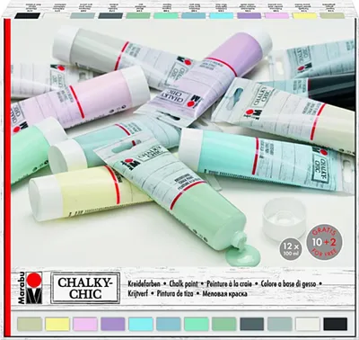 Produktbild von Marabu Kreidefarbe "Chalky-Chic" 12 x 100 ml