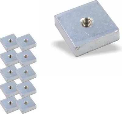 Produktbild von 10x Nutenstein | Gewindeplatte 20x20x6 mm M5 Gewinde mittig | Stahl galvanisch verzinkt