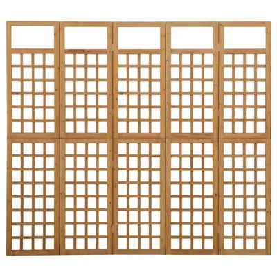 Produktbild von vidaXL Spalier/Paravent 5-teilig Massivholz Tanne 201,5x180 cm