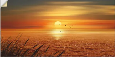 Produktbild von ARTland Wandbild, selbstklebend Sonnenuntergang über dem Meer Größe: 60x30 cm