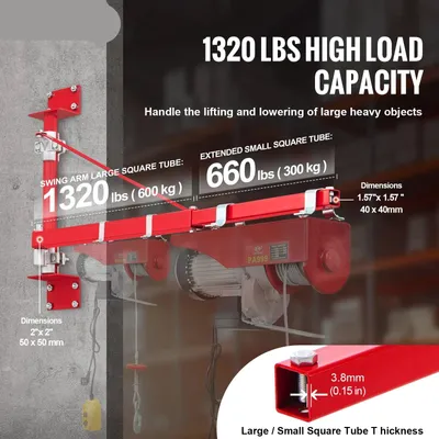 Obrázek produktu pro Ocelová zvedací konstrukce - kladka - kladky - zvedáky - lanovka - nosnost 150 - 300 kg - s otočnou plošinou o 180°