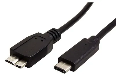 Produktbild von USB-Kabel (3.0), USB C (M) - USB micro B (M), 0,5m, rund, schwarz, Kunststoffbeutel