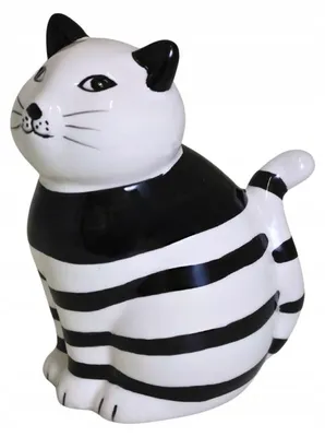 Produktbild von Ewax Spardose Katze schwarz-weiß gestreift 10x12x15 cm