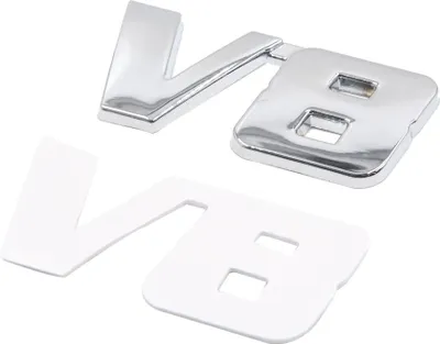 Produktbild von Silberfarbenes Metall-V8-Muster, selbstklebendes Abzeichen, Emblem Aufkleber, Dekoration für Auto