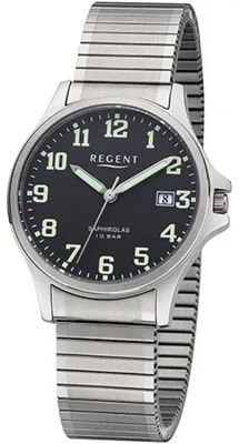 Produktbild von Regent F-1350 Herren-Armbanduhr, Edelstahl-Gehäuse, Metall-Armband