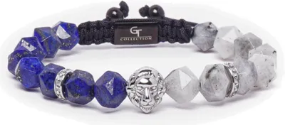 Produktbild von GT Collection | Lion Head Armband Herren mit Energie Steine, mit Verstellabarer Kordel und Geschenkschachtel