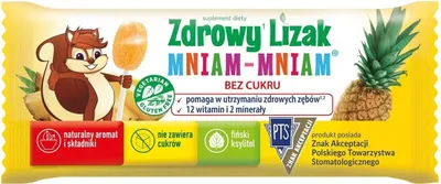 LIZAK O SMAKU ANANASOWYM Z WITAMINAMI I MINERAŁAMI BEZGLUTENOWY 6 g - MNIAM MNIAM STARPHARMA