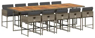 Obrázok produktu pre vidaXL 11-dielna záhradná jedálenská súprava s vankúšmi Grey Poly Rattan