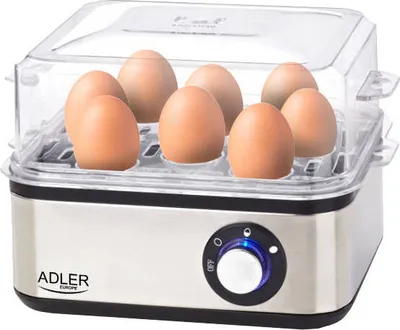 Zdjęcie produktu dla Adler AD4486 Automatyczny jajowar, 8 jaj, 800W, konstrukcja ze stali nierdzewnej