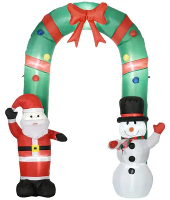 Imagen del producto de Decoración navideña inflable – Decoración festiva inflable – Decoración exterior – Decoración de invierno – Decoración para jardín – Autoportante – Plástico resistente – Sin electricidad