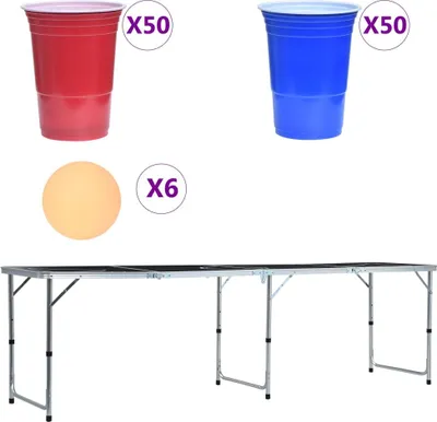 Obrázok produktu pre vidaXL Beer Pongový stôl s pohármi a loptičkami Skladací 240 cm