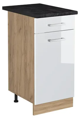 Obrázok produktu pre Kuchynská spodná skrinka Vicco R-Line Biely vysoký lesk/Dub Goldkraft 40 cm antrasiitti työtaso, Model 61177