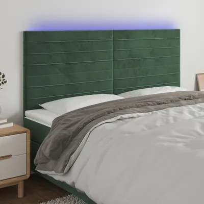 Produktbild von "2026 Promotion" LED Kopfteil - fürs Schlafzimmer - Dunkelgrün 200x5x118/128 cm Samt - Bettkopfteil CC5928