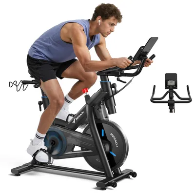 Produktbild von Heimtrainer für Zuhause, Fitnessbike mit LCD-Display bis 158 KG, bequeme und leise, verstellbarer magnetischer Widerstand, Heimfitness