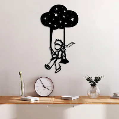 Produktbild von Wallity, The Little Prince 6, Nachbildungatives Wandaccessoire aus Metall, Schwarz, 100 % METALL, 34 x 62 cm